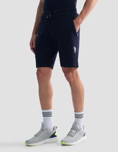 Uspa Active Sports Men's Mid Rise Solid Active Shorts (UASRT0105_Navy_30)