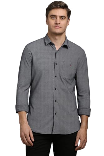 Louis Philippe Men Black Smart Fit Print Full Sleeves Casual Shirt