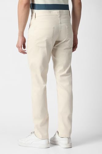 Men Cream Solid Trousers