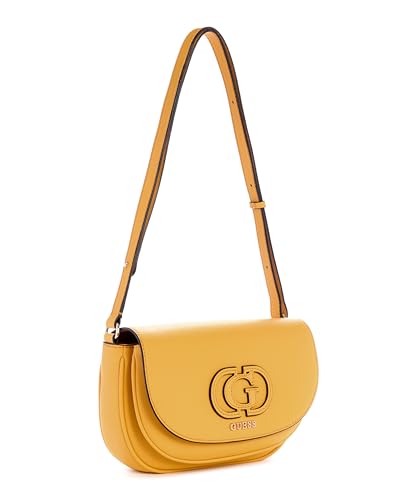 GUESS Women Gold Textured Adjustable Shoulder Strap Crossbody Bag