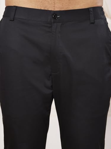 VASTRAMAY Men's Black Organza Indo Western, Kurta, Pant Set, Allover Embroidered Sherwani,Kurta And Pyjama Set For Men's, Traditional Indian Wear for Weddings & Festivals