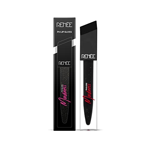 RENEE Madness PH Lip Gloss 4.5ml| Black Gloss with Pink Payoff| Enriched with Shea Butter| Soothes, Repairs & Moisturizes Dry Lips| Glossy Non Sticky Formula