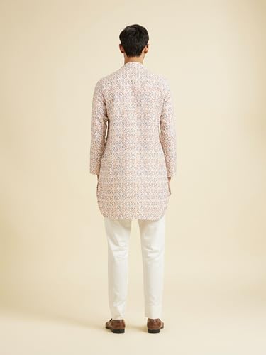 Manyavar Men's Viscose Blend Printed Casual Kurta(Cream,M)