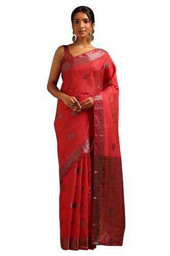 Soch Womens Red Art Silk Woven Design Saree