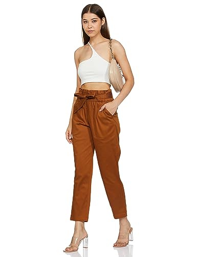 Amazon Brand - Symbol Women's Slim Casual Pants (SYM-AW22WTR-803_Brown_L)