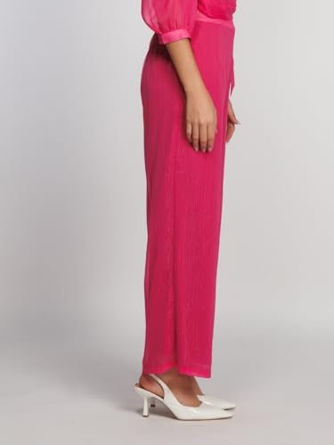 Zink London Women's Pink Solid Straight Palazzo