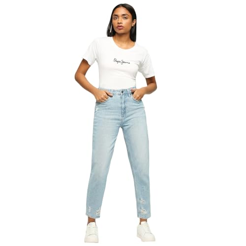 Pepe Jeans Women's Relaxed Jeans (PL204634Q056_Light Used Indigo Blue