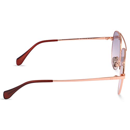 French Connection|Gold Full-rim Frame Aviator Sunglasses|100% UV Protected (Uv 400) Grey Gradient Faded Lens|Men's | Medium | FC 7448 C1 S