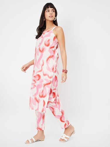 Max Women's Cotton Blend Kurta Set (CTKST54051B_Light Pink