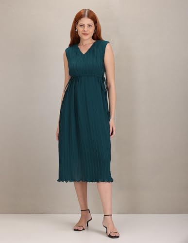 U.S. POLO ASSN. Women's Polyester A-Line Knee-Length Dress (UWAW22DRS053_Teal