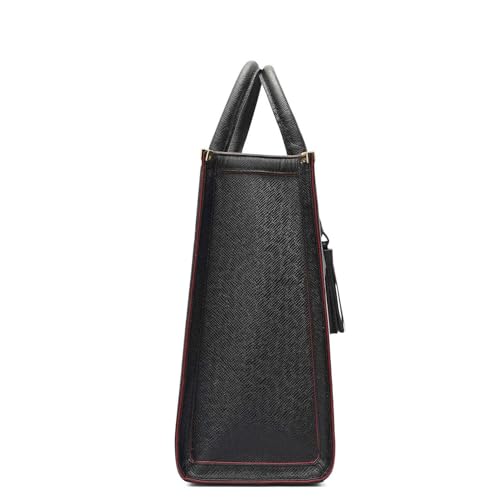Da Milano Leather Black Book Tote for Women (01236MOL)