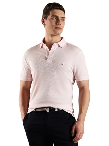 Tommy Hilfiger Men's Solid Regular Fit Polo Shirts (S26HMKT265_Pink M)