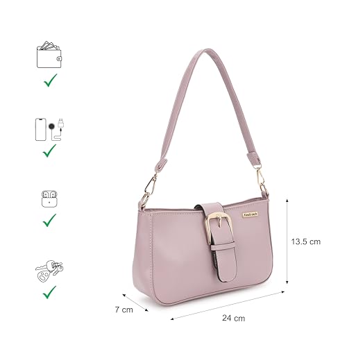 Fastrack Women Buckle Detail Shoulder Bag with Top Zip and Flap Closure | Inner Zip and Slip Pockets, Gold Metal Accents | Trendy Sling Bag | Trendy Women Handbags