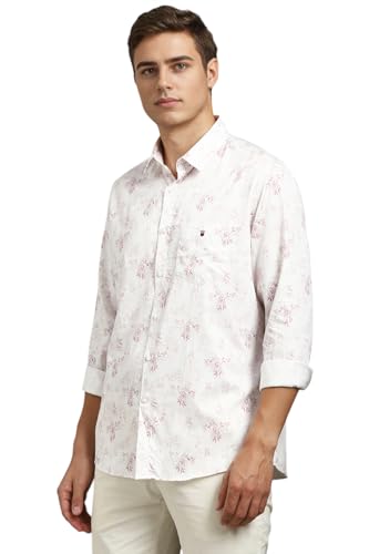 Louis Philippe Men White Slim Fit Print Full Sleeves Casual Shirt