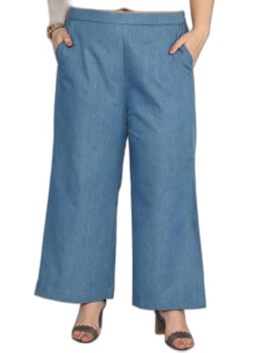 Blue Denim Trousers | Waistband Palazzo | Pants for Women | Plus Size XS to 8XL
