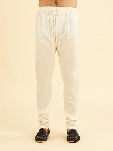 Manyavar Men's Georgette Floral Threadwork & Sequinned Kurta Churidar Set (Dark Blue,S)