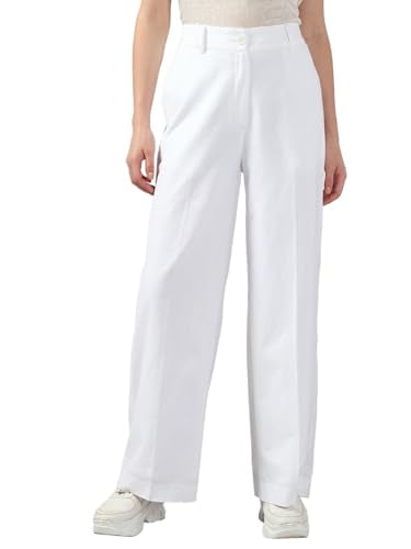 VERO MODA Women's Straight Fit High Rise White Pants
