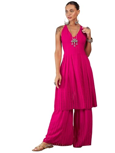 InWeave Women Fuchsia Empire Kurta with Sharara