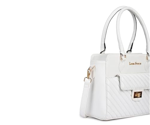 LOUIS STITCH White Stylish Handbag for Women | Multi Pocket Ladies Satchel Sling Handbag for Travel, Office, College
