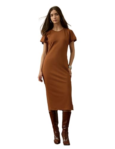 U.S. Polo ASSN. Women Textured Sheath Dress (UWAW25DRS207_Rust_XL)
