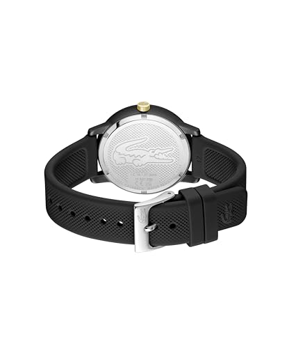 Lacoste Women's L.12.12 Go 3H Quartz Water-Resistant Fashion Watch with Black Dilicone Strap, Model: 2001310, Black, Watch