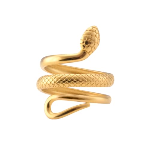 PALMONAS Serpent's Embrace Gold Ring for Women - Gift for Girls & Women | Waterproof & Anti Tarnish Rings, 18k Gold Plated Rings