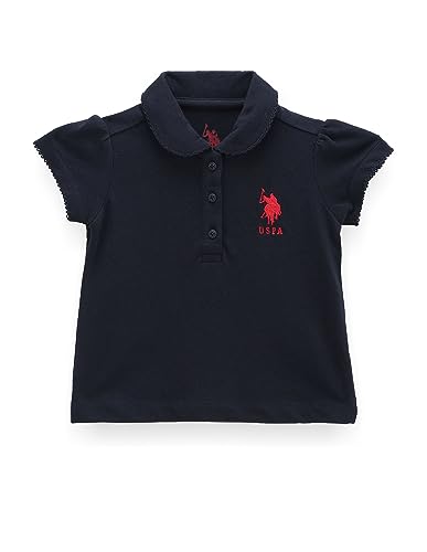 U.S. Polo Assn. Kids Kids Regular fit Girls Cotton Solid Short Sleeves Polo T-Shirts (UGTSH0307_Blue_36M)