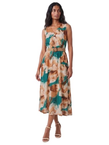 Max Women Printed Midi Dress with Belt (Multicolour_XS)