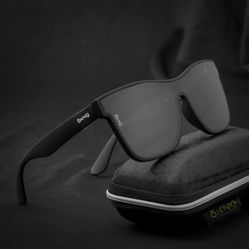 Eyewearlabs OKNO | Polarized Unilens Over-Sized Branded Stylish Sunglasses For Men & Women | 100% UV Protection Shades | Cricket Sports Cycling Driving | Black Lens | RV Matte Black