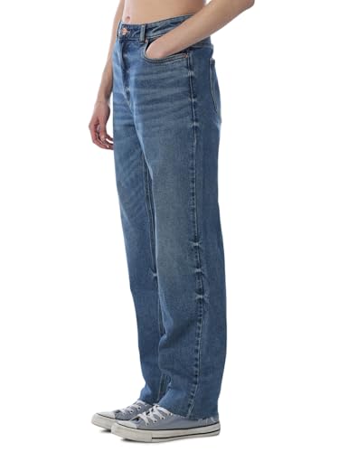 ONLY Women Solid Straight Fit High-Rise Blue Jeans