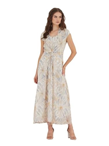 Latin Quarters Women's Grey Short Sleeve U-Neck Casual Printed Dress_XL