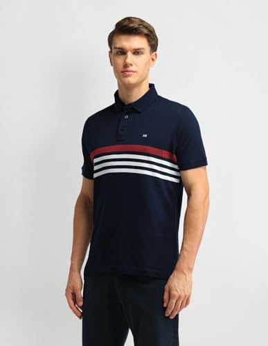 Arrow Sports Men's Striped Regular Fit Polo Shirt (ASAITS3170_Blue