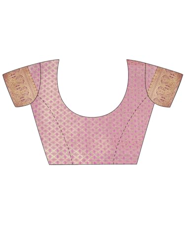 AKHILAM Women's Banarasi silk Ethnic Motif Printed Saree With Unstitched Blouse Piece(Mauve_KINKHAB1204_RJ)