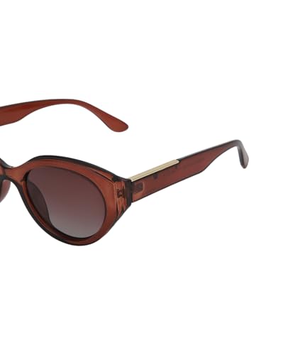 Brown with Gold Toned and Brown Polarised Lens Cat Eye Sunglass for women