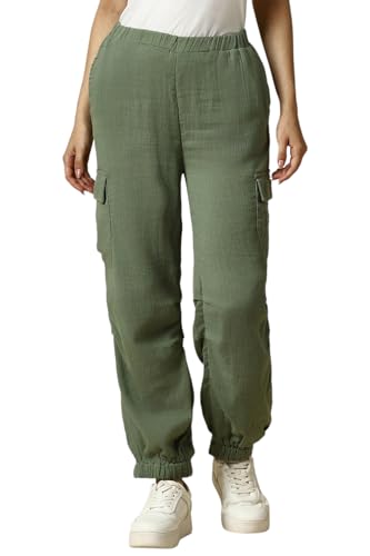 Allen Solly Women's Regular Track Pants (AHJGARGH082880_Olive