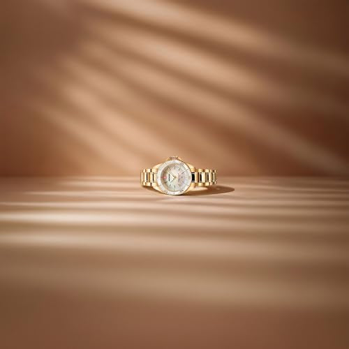 WENGER Executive Swiss Made, 34 mm, White Dial, Gold Stainless Steel Bracelet, Women's Watch - 01.2021.105