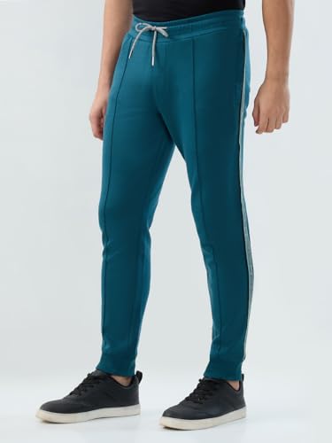 Park Avenue Men Slim Fit Solid Pattern Cotton Polyester Blend Flat Front Casual Jogger Pant