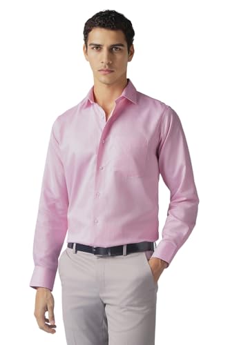 Men Pink Solid Full Sleeves Formal Shirt