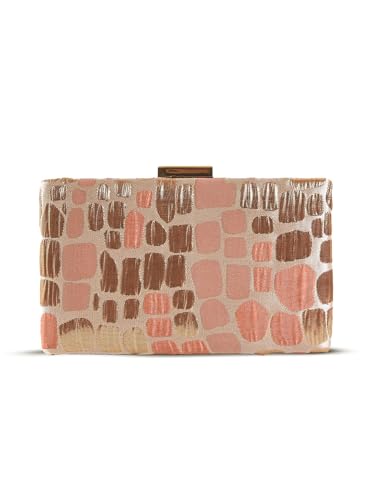 THE TAN CLAN Coral Sleek Clutch Bag for Women | Slim Evening Bag | Peach Colour | Party & Bridal Clutch Purse