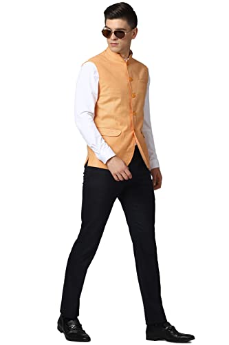 Peter England Men's A-Line Coat (PINJOTLFW69097_Orange_L)