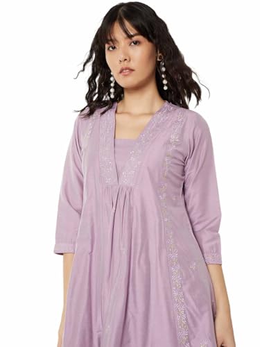 Max Women Embroidered A-line Kurta Set(Purple_XXL)