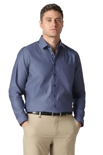 Men Blue Textured Full Sleeves Formal Shirt