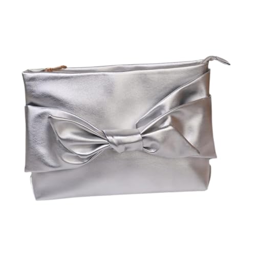 LOOM TREE® Bow Clutch Bag Decoration Pu Leather Evening Handbag For Wedding Lady Dating Silver | Womens Handbags & Bags