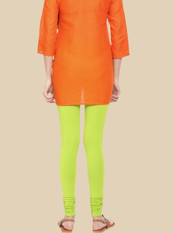 De Moza Ladies Churidar Leggings Solid Cotton Lime