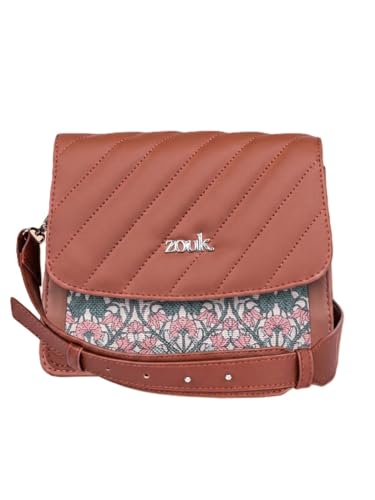 ZOUK Hooghly Nouveau Beyond Basic Sling Bag Printed Vegan Leather Black Flap Closure Beyond Basic Sling Bag For Women's Girls