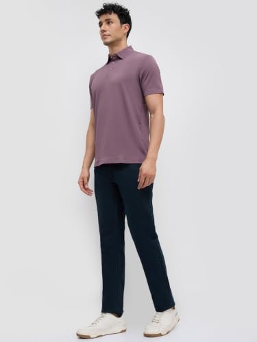 Park Avenue Men Slim Fit Solid Pattern Cotton Blend Flat Front Casual Jeans