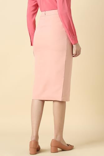 Women Peach Solid Formal Skirt