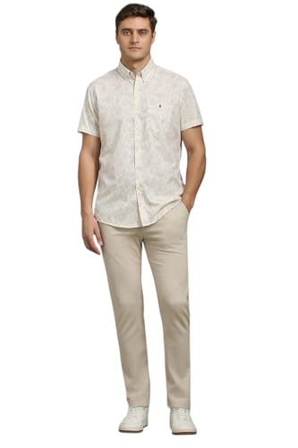 Louis Philippe Men White Slim Fit Print Half Sleeves Casual Shirt