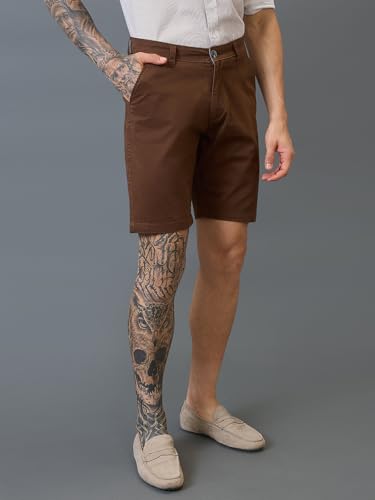 Giordano Men Brown Cotton Slim Fit Mid-Rise Cargo Shorts