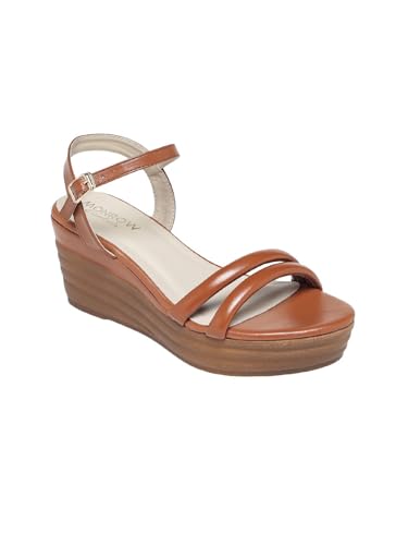 MONROW Wedges for Women & Girls | Stylish & Fancy Wedges | Extra Cushioning & Comfortable, Fashionable, Light Weight, Fashion Wedges for Girls (Tan/4-UK)